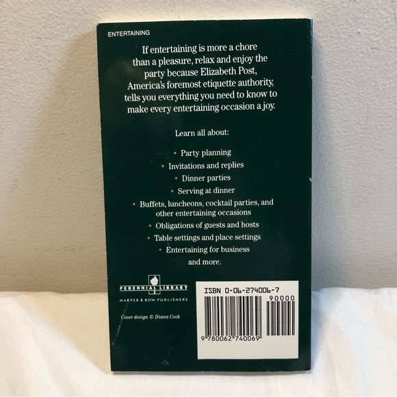EMILY POST on Entertaining by Elizabeth L. Post 1992 Paperback - Picture 3 of 9